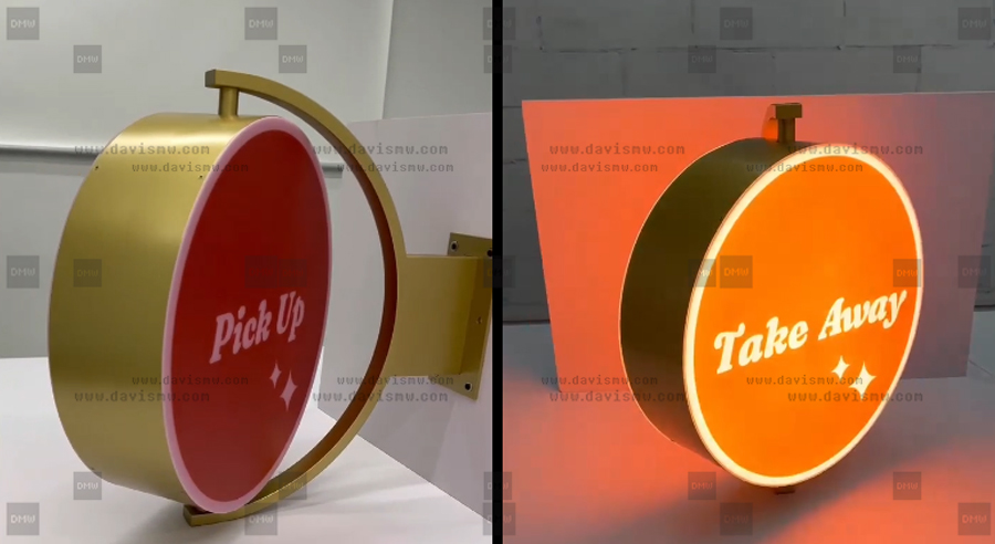 Rotating LED Lightbox Wall Blade Sign - Davis Materialworks