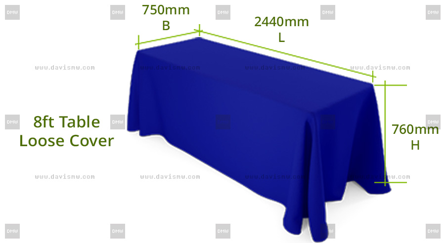 Custom Event Tablecloth - Royal Blue 8ft Table Loose Cover - Davis Materialworks